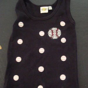 Lemon Black Rhinestone Baseball Tank Top